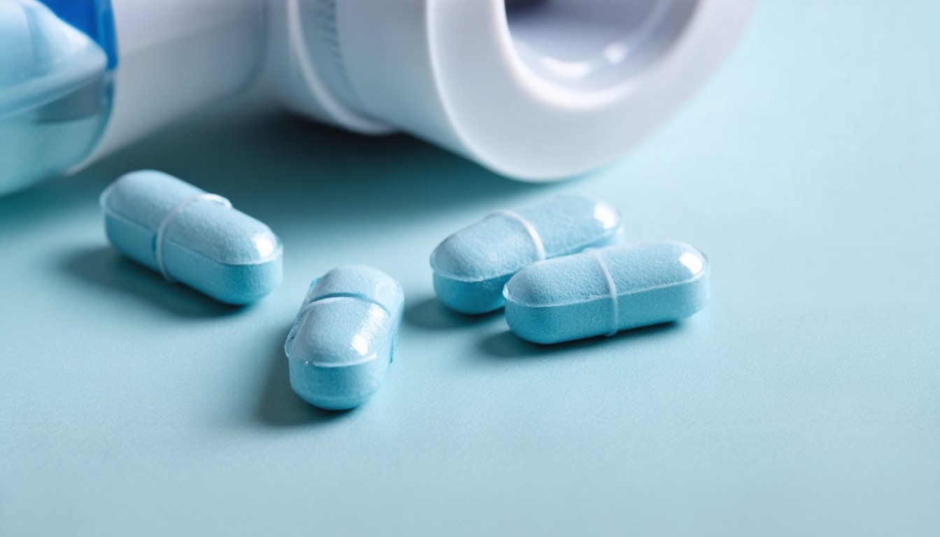 Middle-aged man reviewing a health questionnaire about impotence medication on a tablet while sitting at home